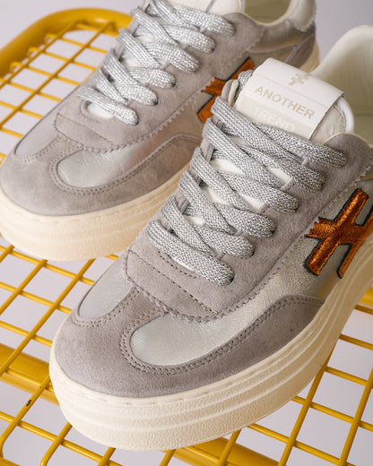 Another Trend A035M338 Tortola Grey Silver Combi Thick Sole Trainers
