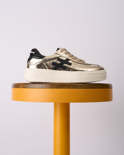 Another Trend A035M343 Platino Gold & Black Logo Thick Sole Trainers