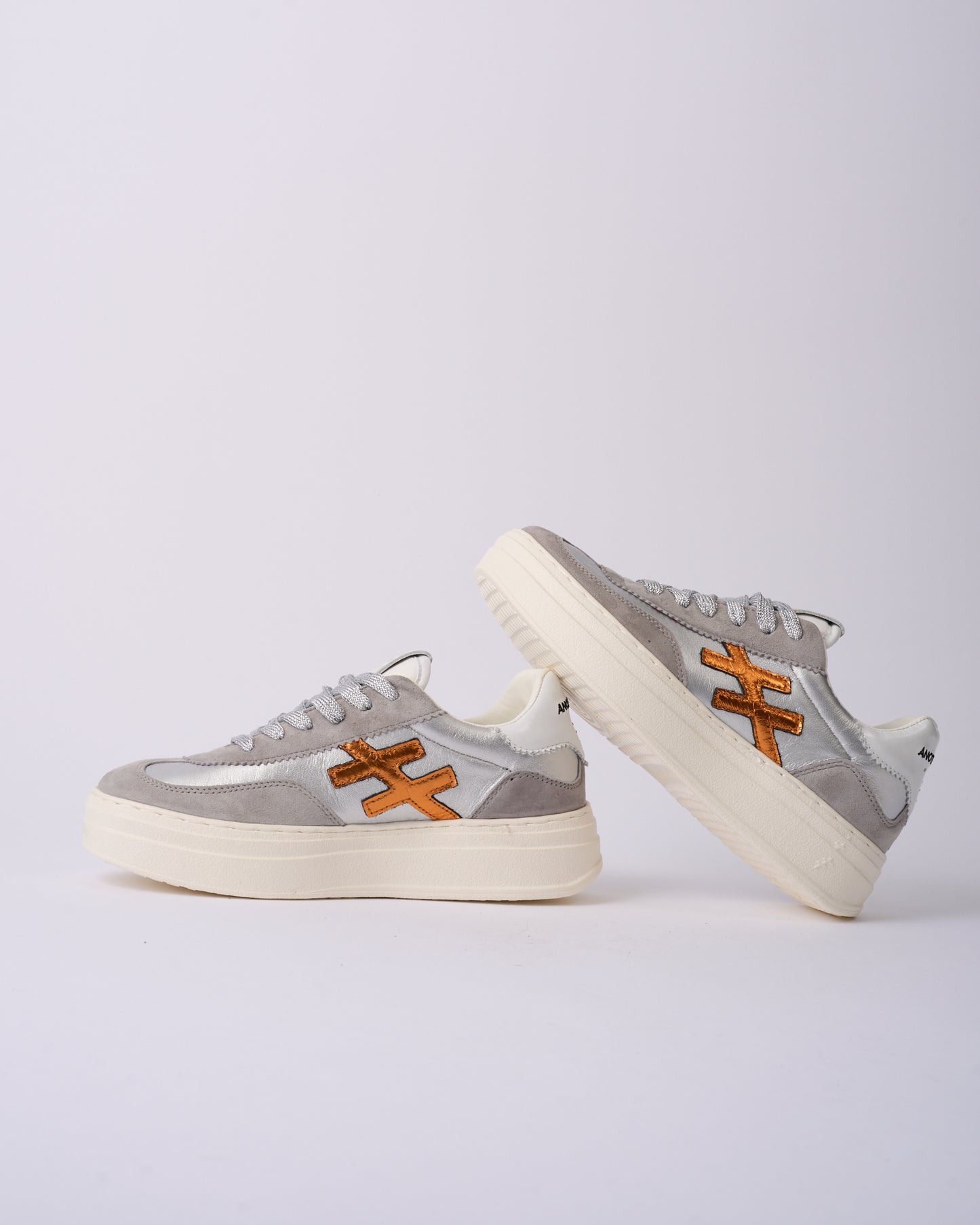 Another Trend A035M338 Tortola Grey Silver Combi Thick Sole Trainers