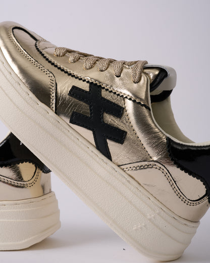 Another Trend A035M343 Platino Gold & Black Logo Thick Sole Trainers