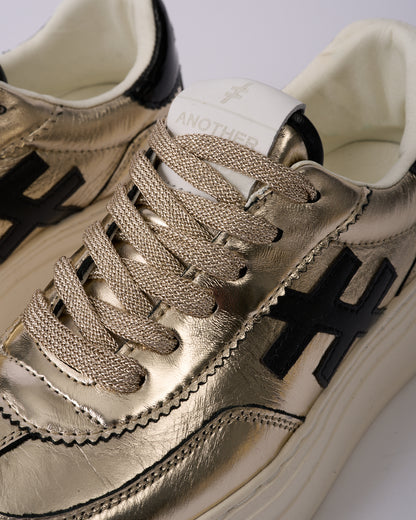 Another Trend A035M343 Platino Gold & Black Logo Thick Sole Trainers