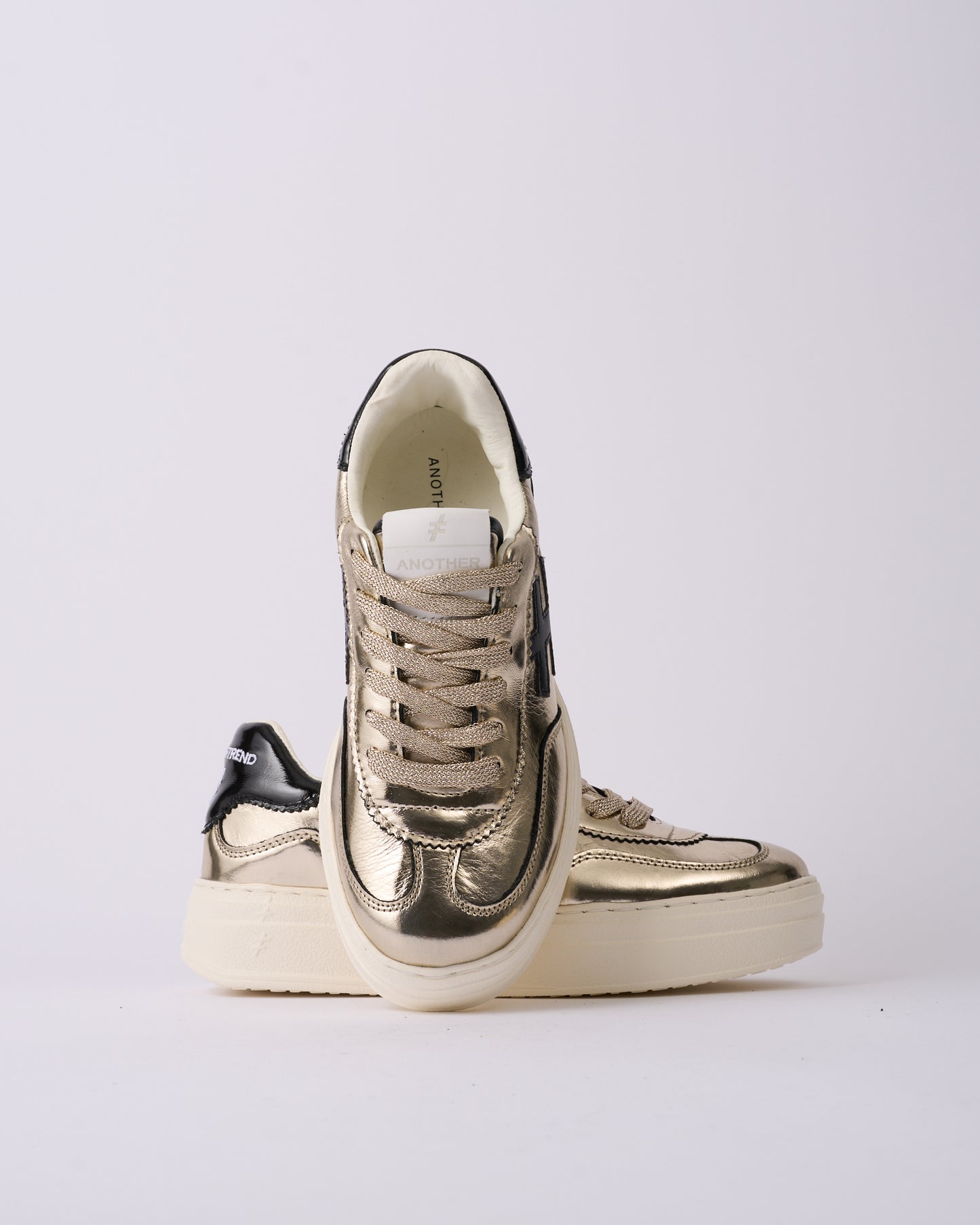Another Trend A035M343 Platino Gold & Black Logo Thick Sole Trainers