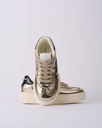 Another Trend A035M343 Platino Gold & Black Logo Thick Sole Trainers
