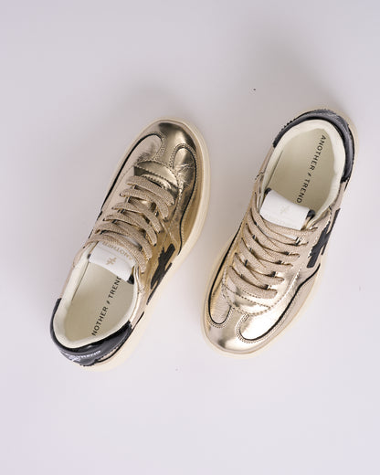 Another Trend A035M343 Platino Gold & Black Logo Thick Sole Trainers
