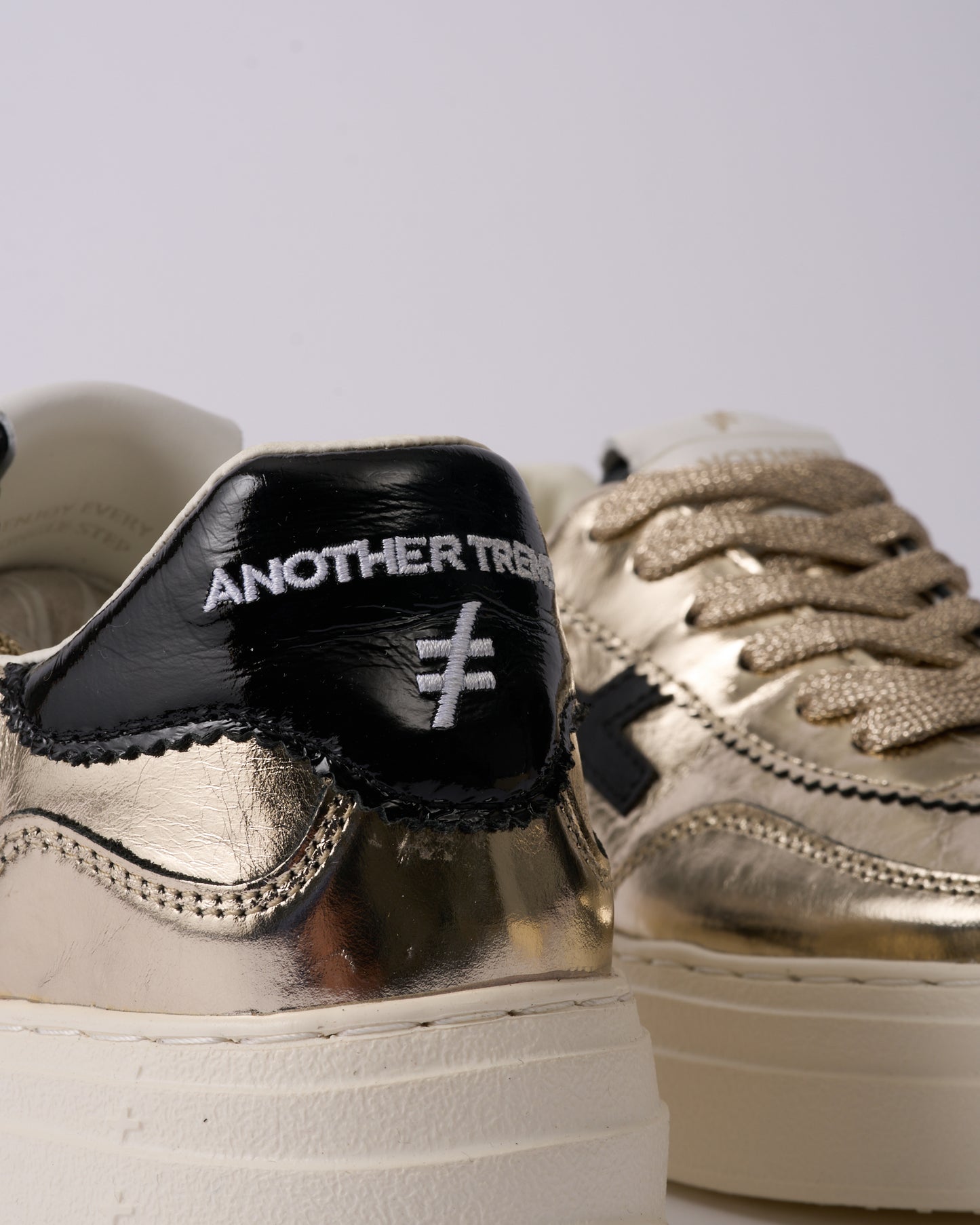Another Trend A035M343 Platino Gold & Black Logo Thick Sole Trainers