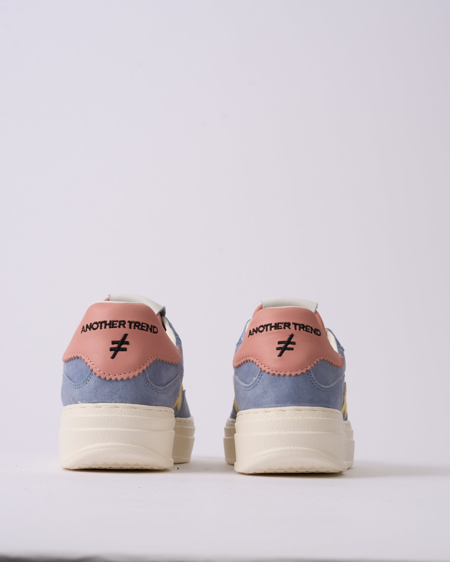 Another Trend A035M326 Jeans Blue & Pink Heel Thick Sole Trainers