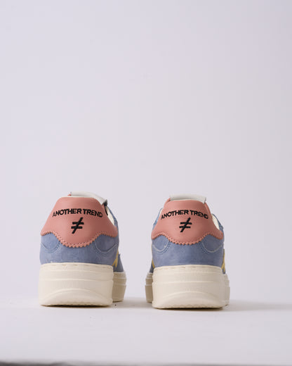 Another Trend A035M326 Jeans Blue & Pink Heel Thick Sole Trainers