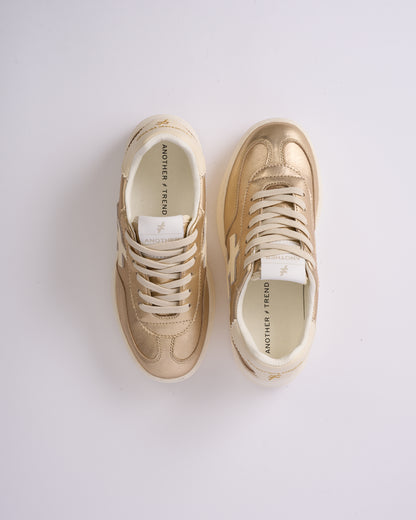 Another Trend A0352643 Platino Gold & Cream Trim Thick Sole Trainers