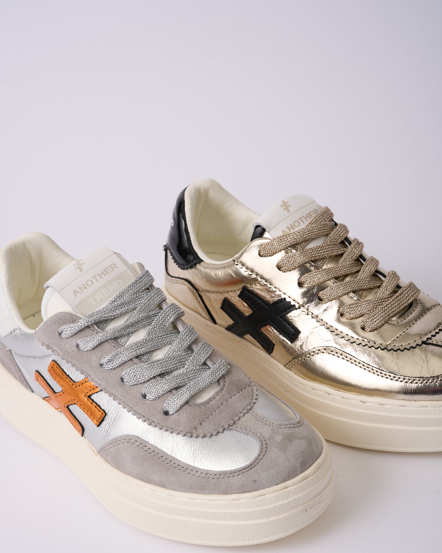 Another Trend A035M338 Tortola Grey Silver Combi Thick Sole Trainers