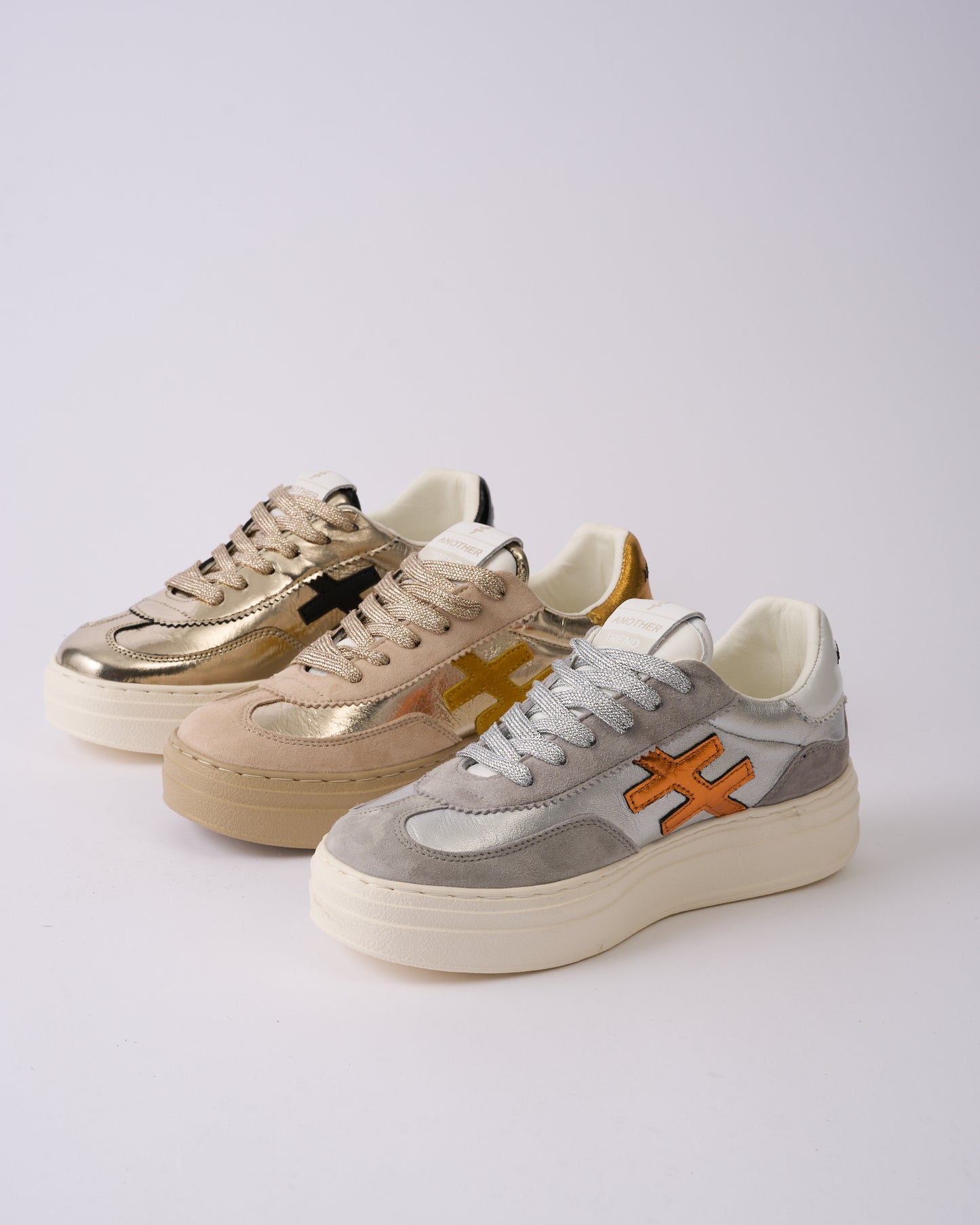 Another Trend A035M338 Tortola Grey Silver Combi Thick Sole Trainers