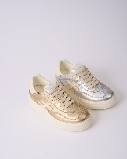 Another Trend A0352643 Platino Gold & Cream Trim Thick Sole Trainers