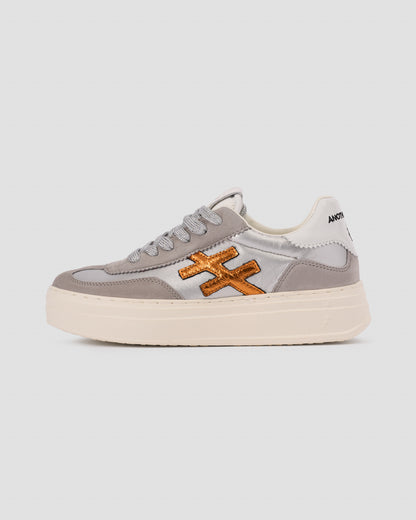 Another Trend A035M338 Tortola Grey Silver Combi Thick Sole Trainers