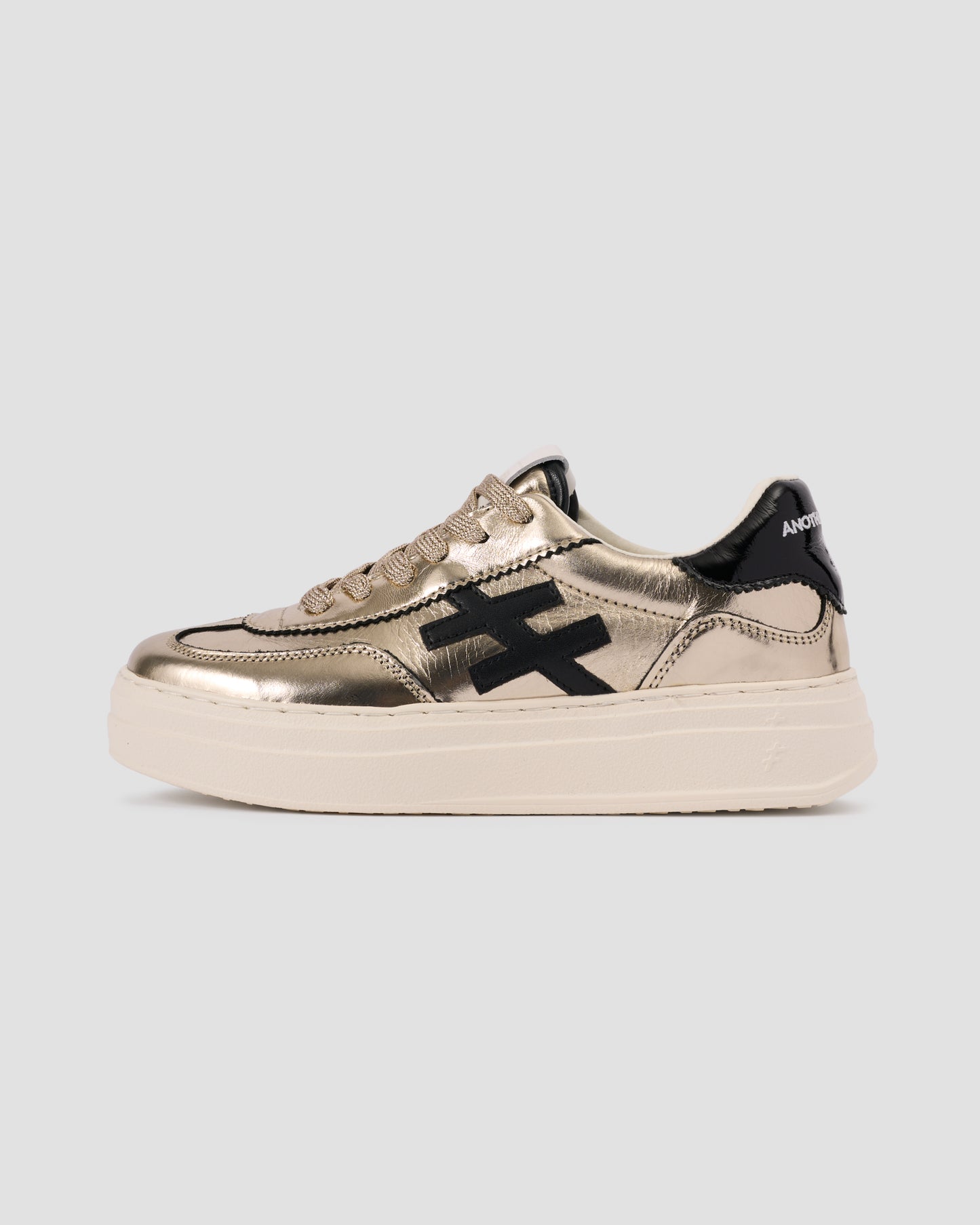 Another Trend A035M343 Platino Gold & Black Logo Thick Sole Trainers