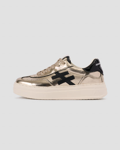 Another Trend A035M343 Platino Gold & Black Logo Thick Sole Trainers