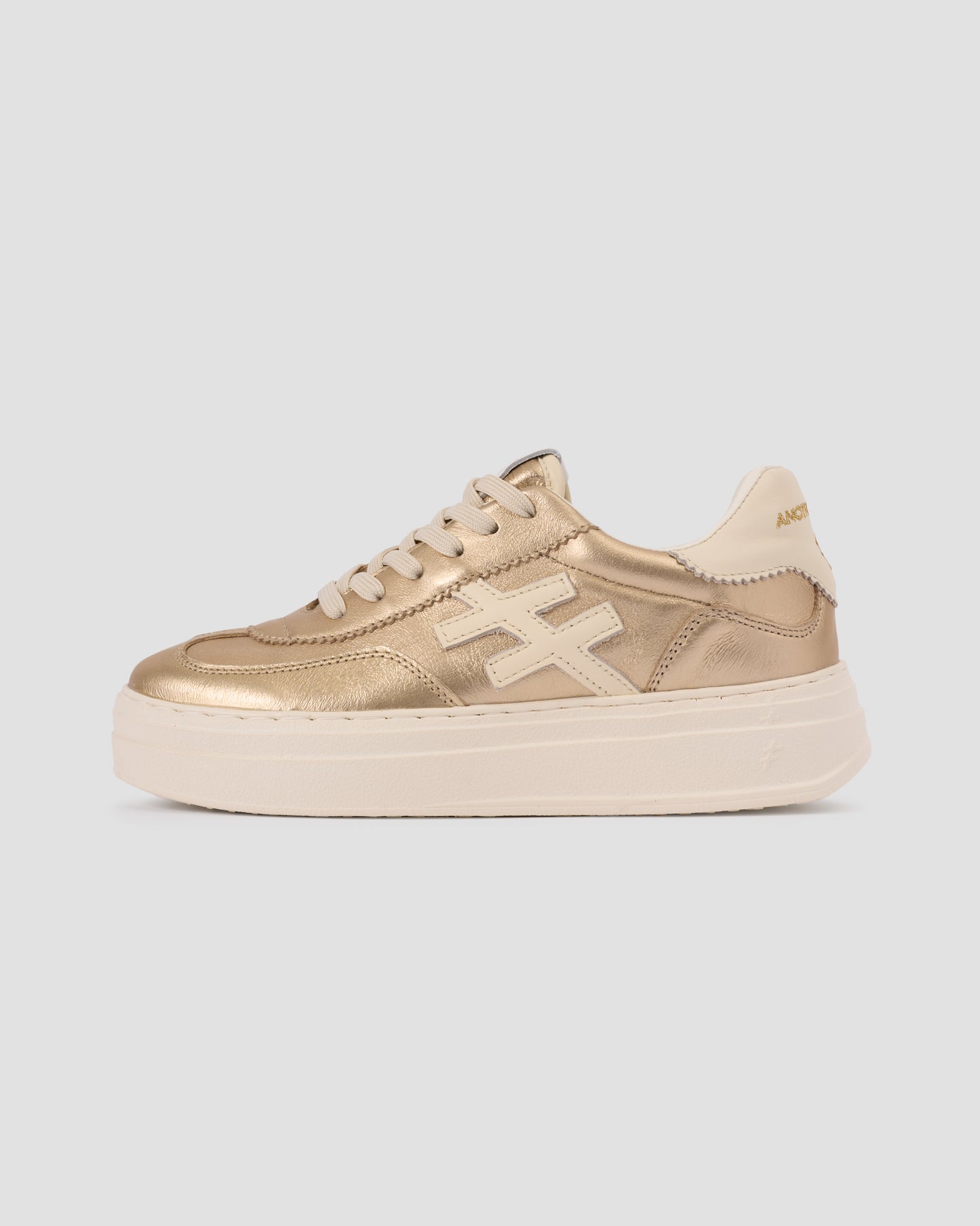 Another Trend A0352643 Platino Gold & Cream Trim Thick Sole Trainers