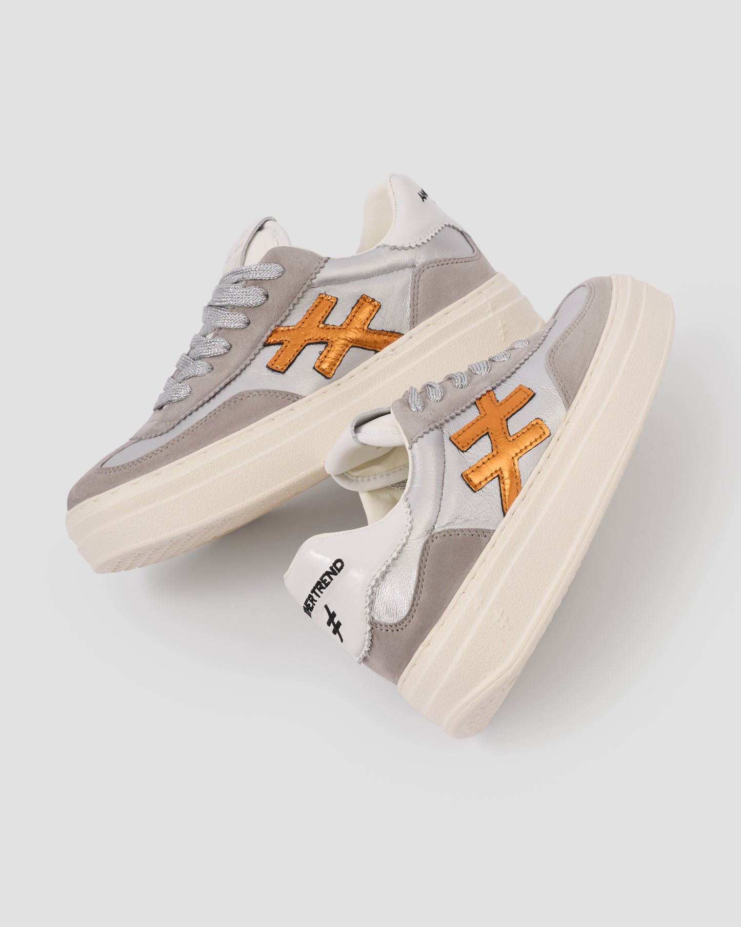 Another Trend A035M338 Tortola Grey Silver Combi Thick Sole Trainers