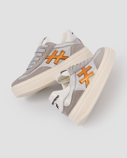 Another Trend A035M338 Tortola Grey Silver Combi Thick Sole Trainers