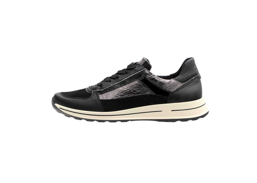 Ara 12-24826 01 Osaka 2.0 Black Suede & Foil H Fit Sneakers