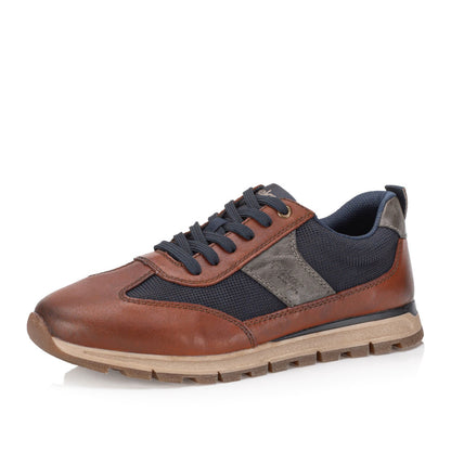 Rieker B0507-24 Brown & Navy Lace Shoes