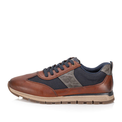 Rieker B0507-24 Brown & Navy Lace Shoes