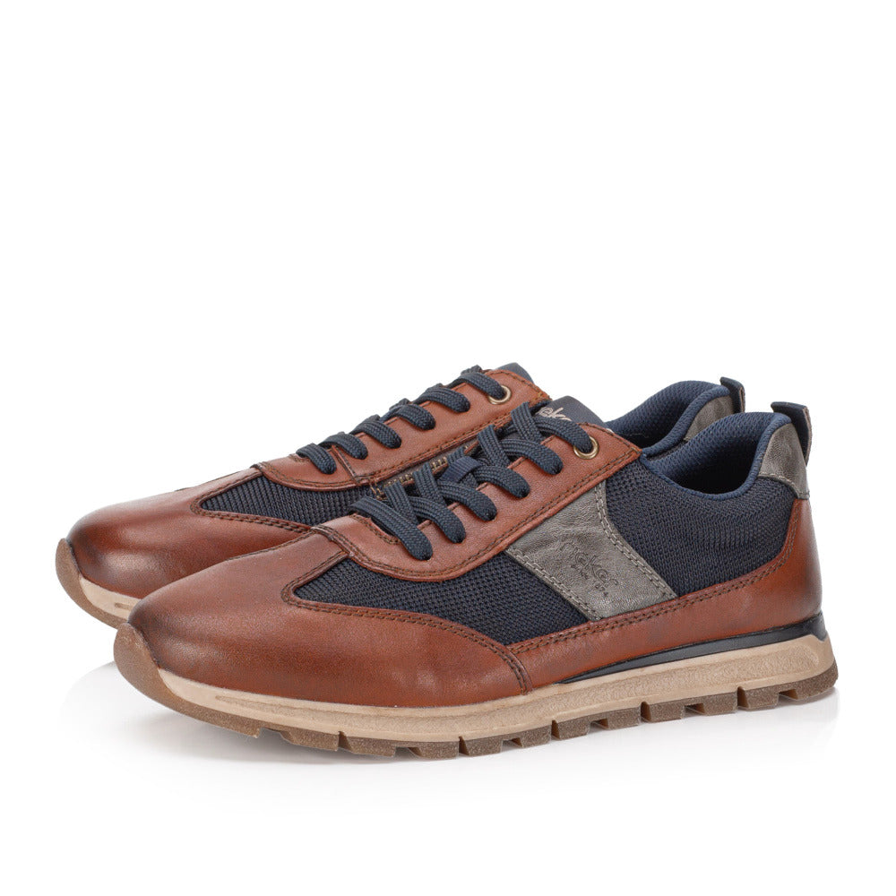 Rieker B0507-24 Brown & Navy Lace Shoes