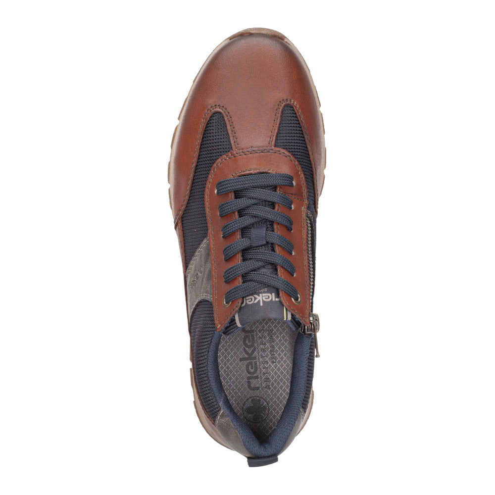 Rieker B0507-24 Brown & Navy Lace Shoes