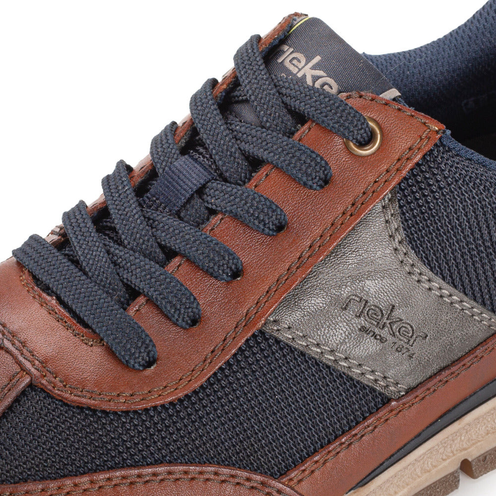 Rieker B0507-24 Brown & Navy Lace Shoes