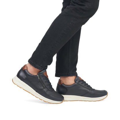Rieker B0701-14 Navy/Tan Trainers with Side Zip