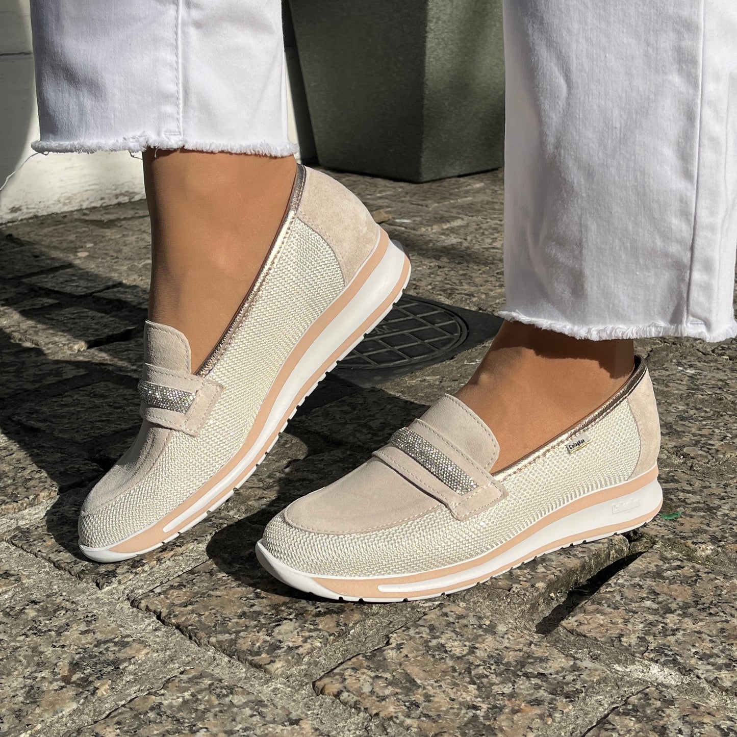 Callaghan 87116 Marfil Nude & Gold Trim Slip On Shoes