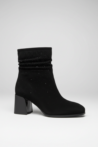 Loretta Vitale C96111 Black Sparkle Block Heel Boots