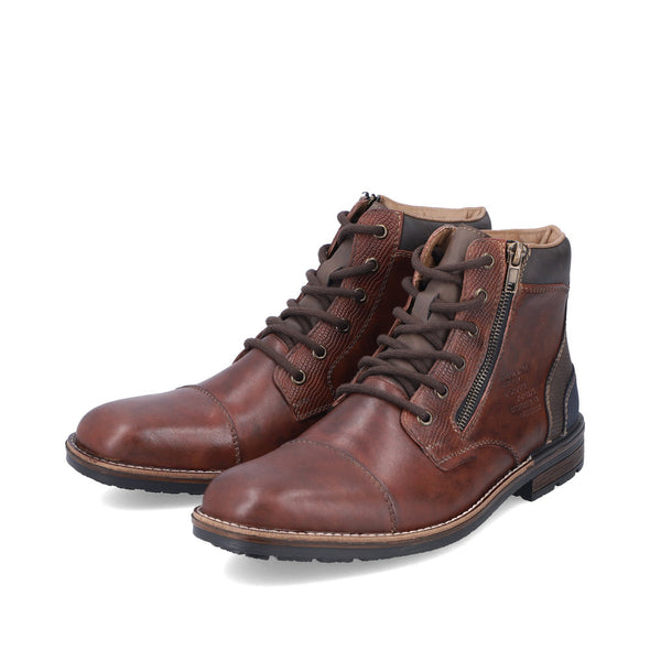 Rieker B1321-25 Brown Lace & Zip Ankle Boots