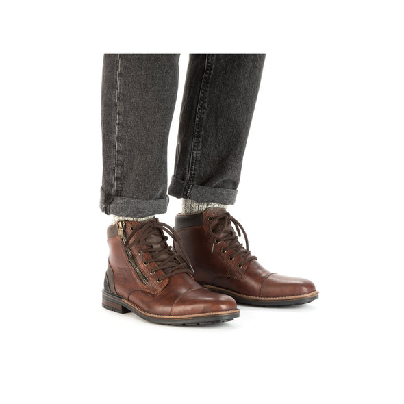 Rieker B1321-25 Brown Lace & Zip Ankle Boots