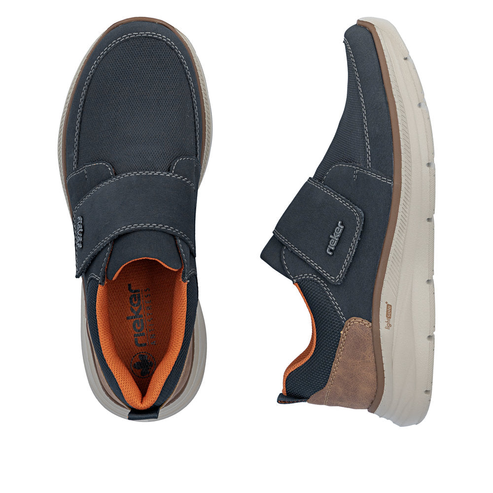 Rieker B1854-14 Navy & Tan Velcro Shoes