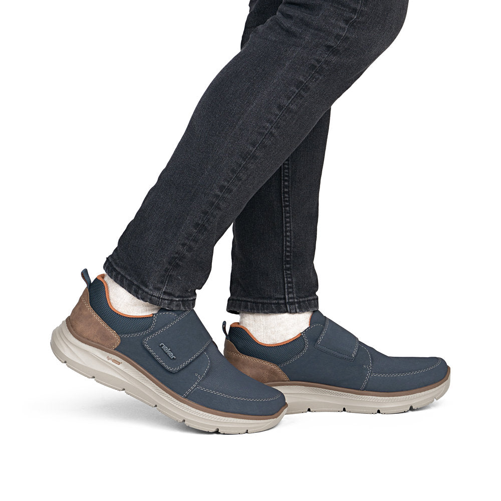 Rieker B1854-14 Navy & Tan Velcro Shoes