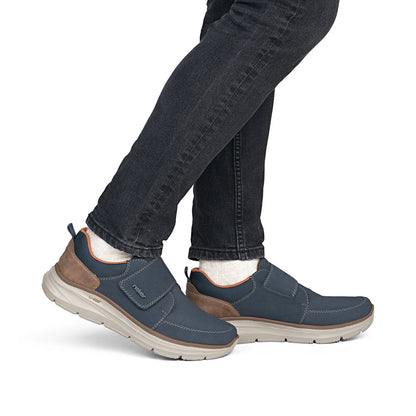 Rieker B1854-14 Navy & Tan Velcro Shoes