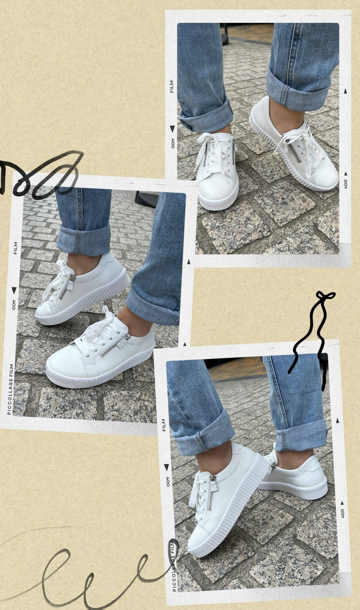 Gabor 83.334.21 White F Fit Sneakers with Zip