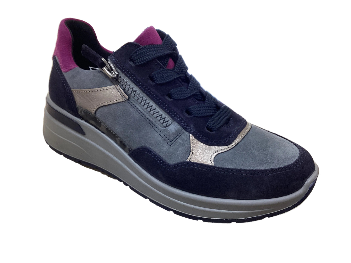 Ara 12-57702 22 Garda Blue Graphit Grey Combi H Fit Trainers