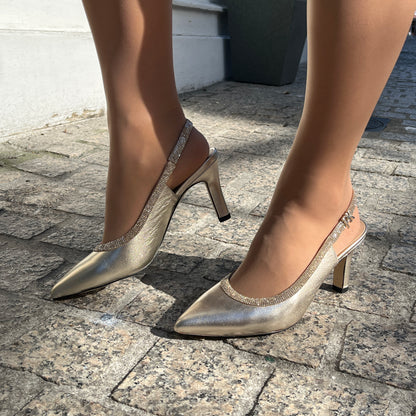 Peter Kaiser 9-79641-44-947 Gold Slingback Heels