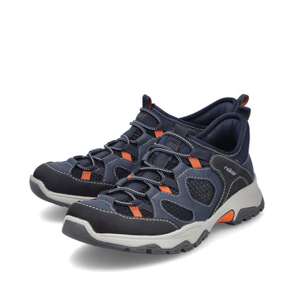 Rieker B8350-14 Navy, Grey & Orange Slip On Sneakers