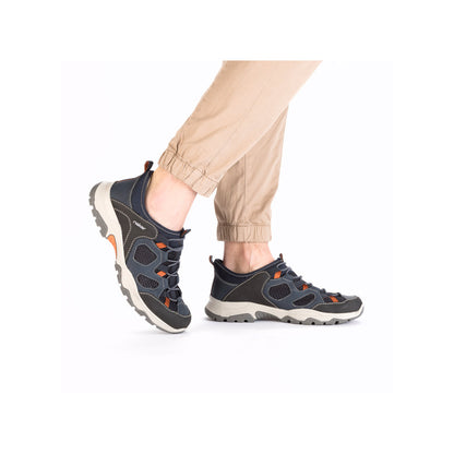 Rieker B8350-14 Navy, Grey & Orange Slip On Sneakers
