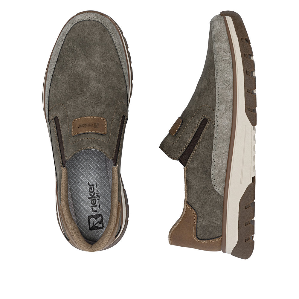 Rieker B9350-25 Khaki H Fit Slip On Shoes