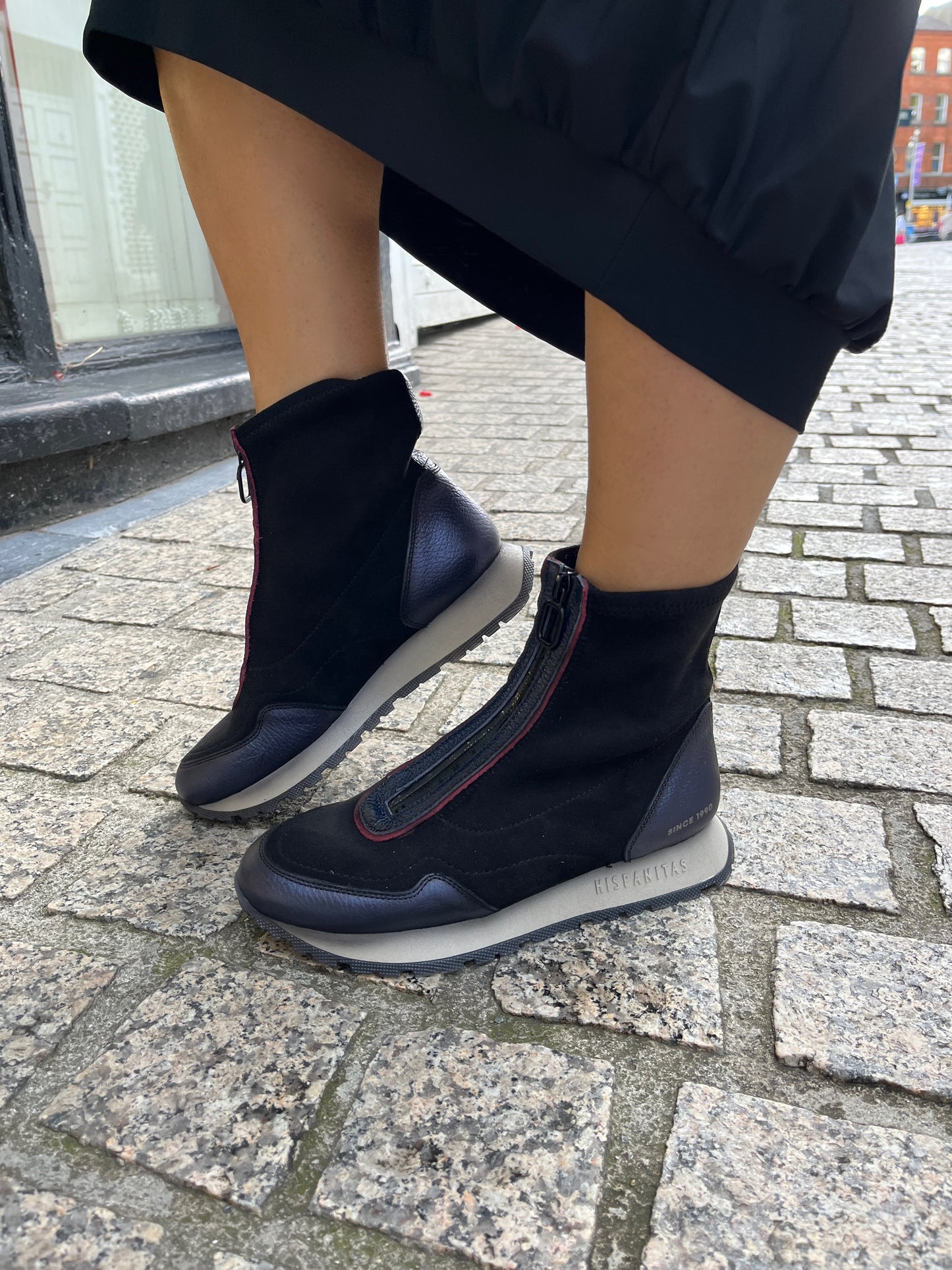 Hispanitas HI254354 Midnight Navy & Black Boots with Front Zip