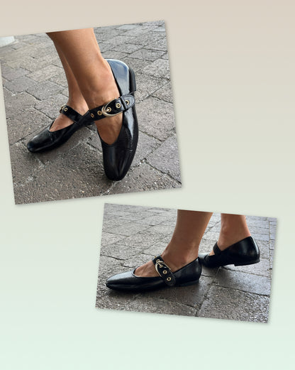 Gabor 74.144.20 Black Effect Leather Mary Jane Shoes