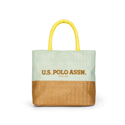 U.S. Polo Assn. Straw Bag 4 BEUA76465WZAN64 Brown/Green Shopping Bag