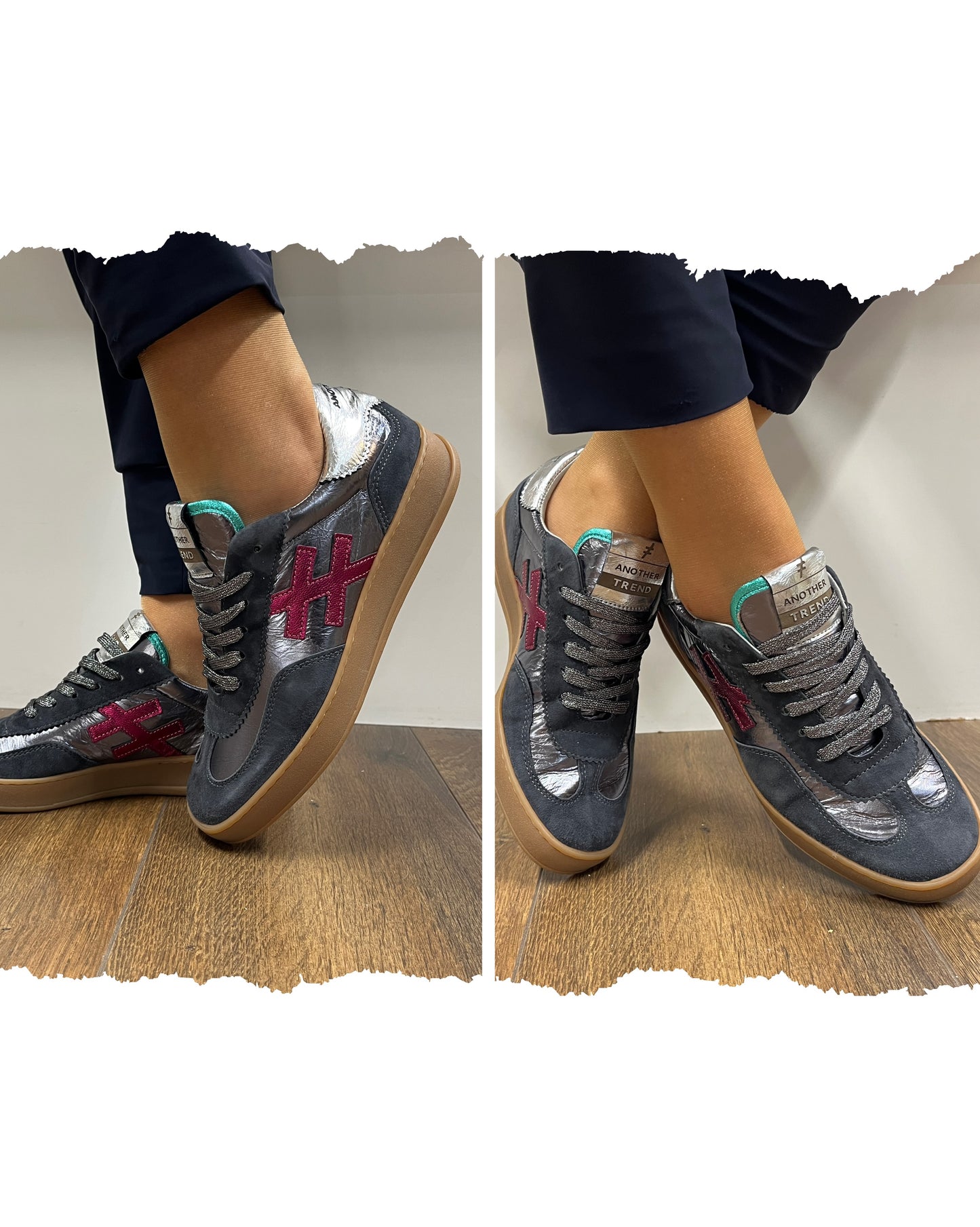 Another Trend A0328016 Ante+Metal Anthracite Silver Plum Trainers