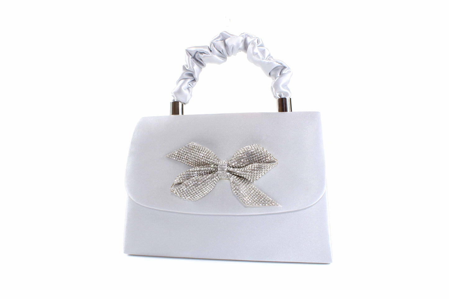 Cocco Ritz BG1042 Silver Satin Ruffle Handle Handbag