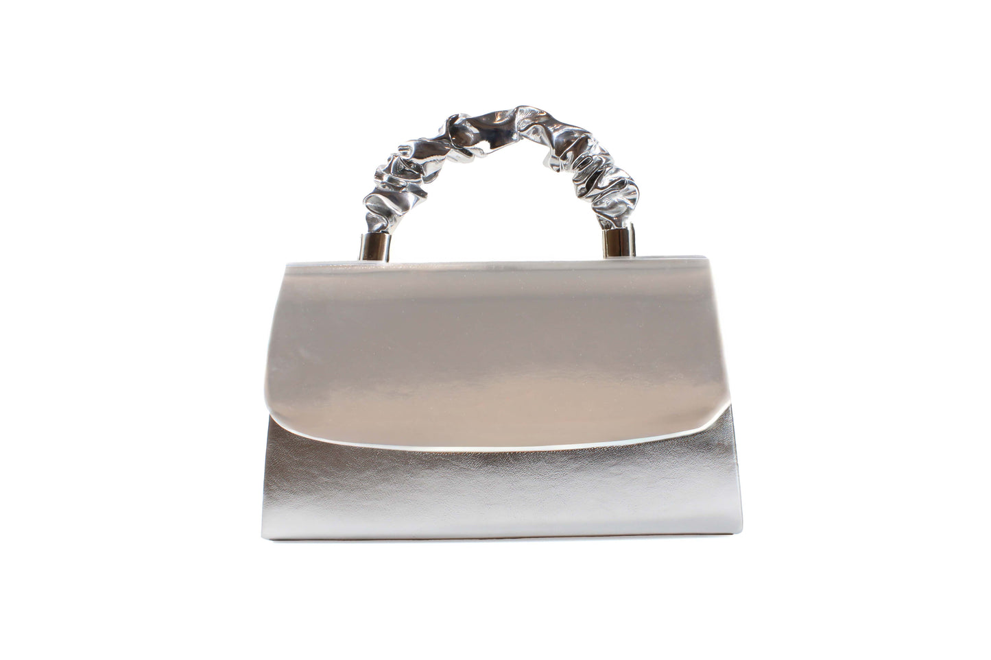 Cocco Ritz BG1056 Silver Metallic PU Micro Ruffle Handbag