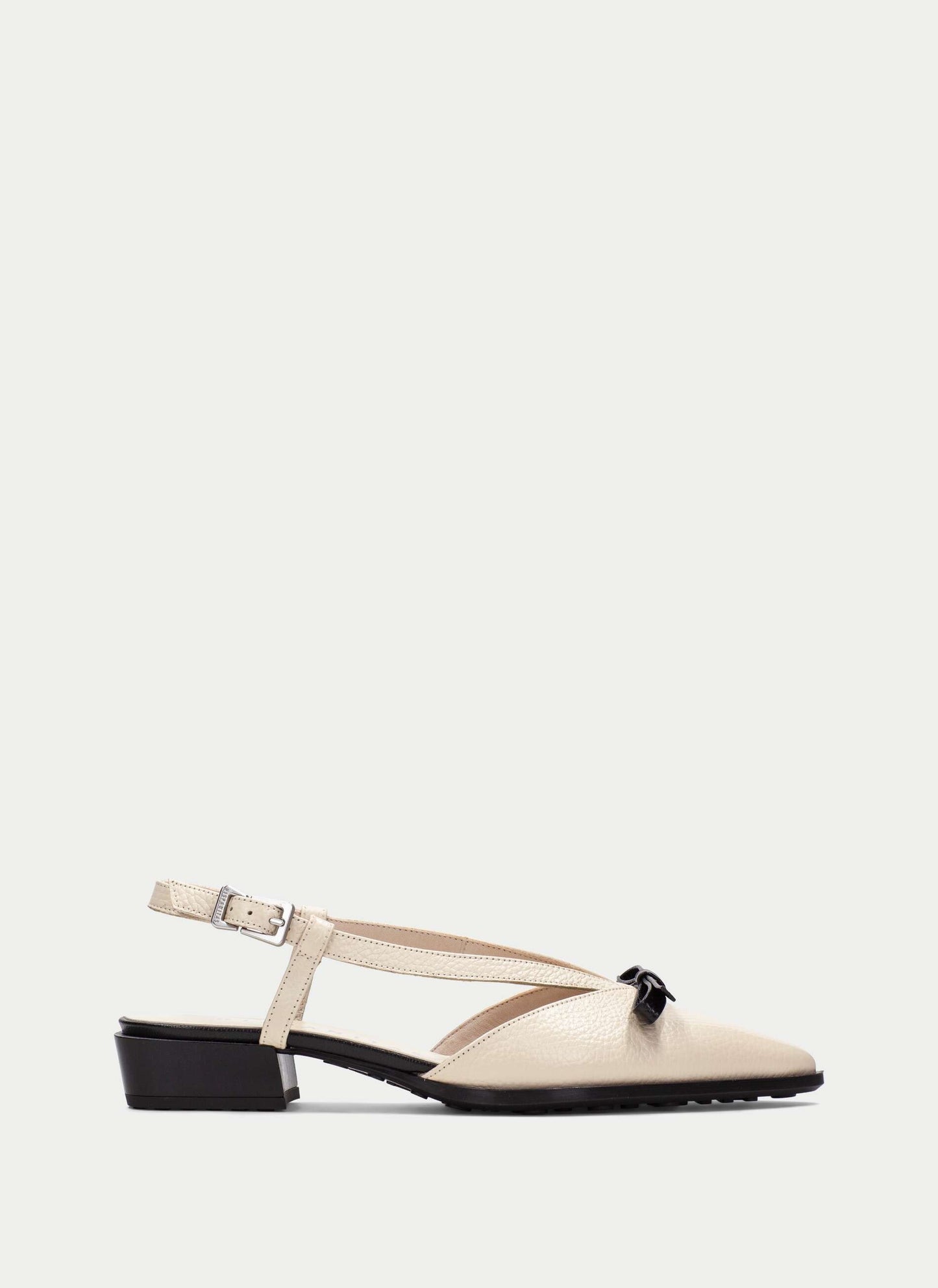 Hispanitas BHV264858 Butter & Black Slingback Shoes with Black Bow