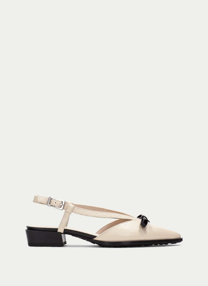 Hispanitas BHV264858 Butter & Black Slingback Shoes with Black Bow