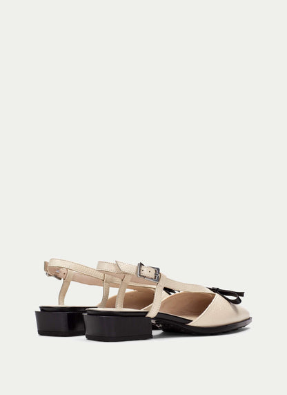 Hispanitas BHV264858 Butter & Black Slingback Shoes with Black Bow